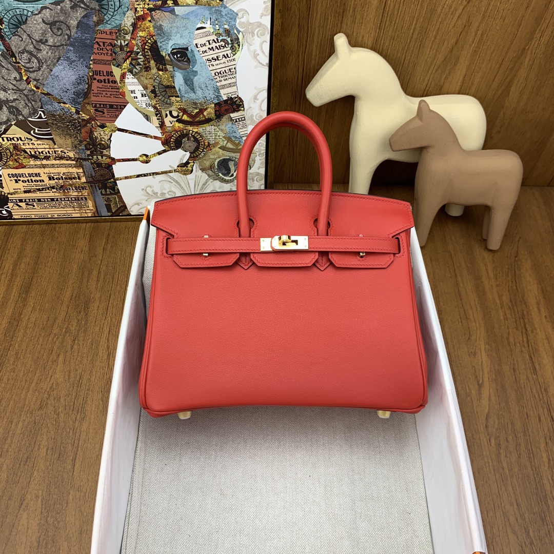 Hermes Birkin 25CM Swift Leather Handbag Red